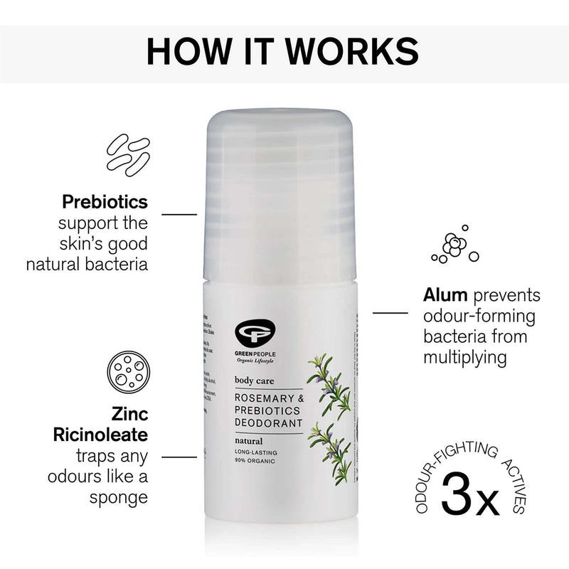 Green People Rosemary & Prebiotics Deodorant 75ml | Natural & Organic Deodorant | Gentle Rosemary & Lavender Floral Scented Deodorant for Women | Paraben Free & Ethanol Free | Cruelty Free & Vegan - NewNest Australia