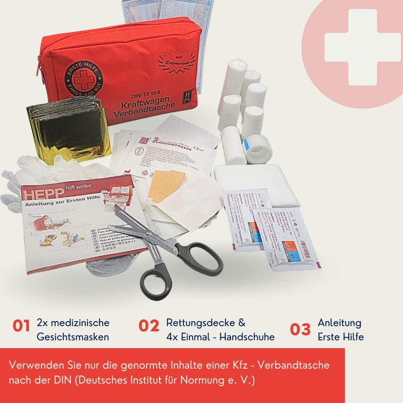 First Aid Kit New Standard 2023 ‚ Original Hans Hepp German Oem Since 1965 ‚ Sanitary Box For Cars 2023 With Masks ‚ First Aid Set Car 2023 According To New Standard Din 13164 - NewNest Australia