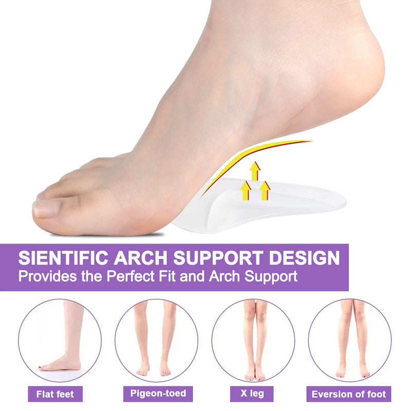 Gel Arch Support Pads Plantar Fasciitis Shoe Inserts Insole, 6 Pairs Adhesive High Arch Pad Flat Feet Shoe Inserts Arch Cushions for Relieve Pressure and Foot Pain, One Size, Unisex (Clear) 6 Clear - NewNest Australia