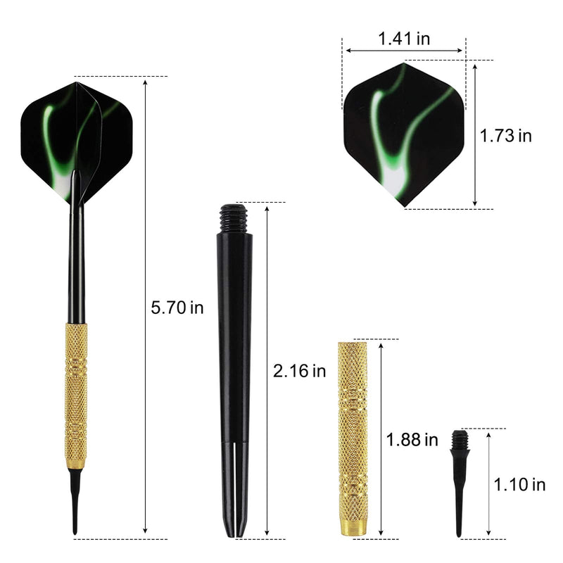 Accmor 12 Pcs Darts Plastic Tip, Soft Tip Darts Set, 14g Plastic Tipped Dart, Attach Extra 36 Black 2BA Replacement Tips, Soft Tip Darts for Electronic/Plastic Dartboard Red, Blue, Green-Stripes - NewNest Australia