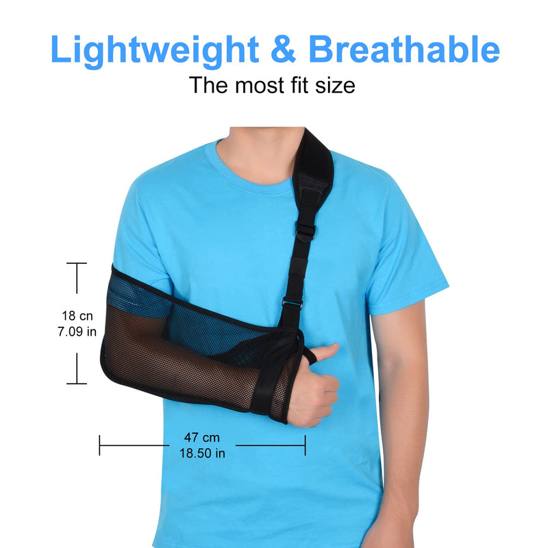 supregear Mesh Arm Sling, Adjustable Lightweight Comfortable Shoulder Arm Immobilizer Sling Breathable Right Left Shoulder Stabilizer Support for Injured Arm Elbow Wrist Hand Black - NewNest Australia