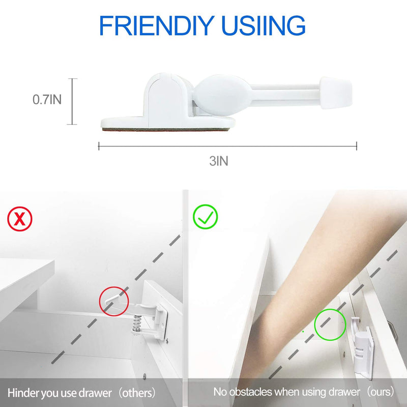 WeTest Invisible Design 5 Pack Kitchen Cabinet Locks - Child Safety Baby Cabinet Locks - No Drilling Screws for Latches and Drawers, 3M Adhesives (LJ-ZXS-120206) - NewNest Australia