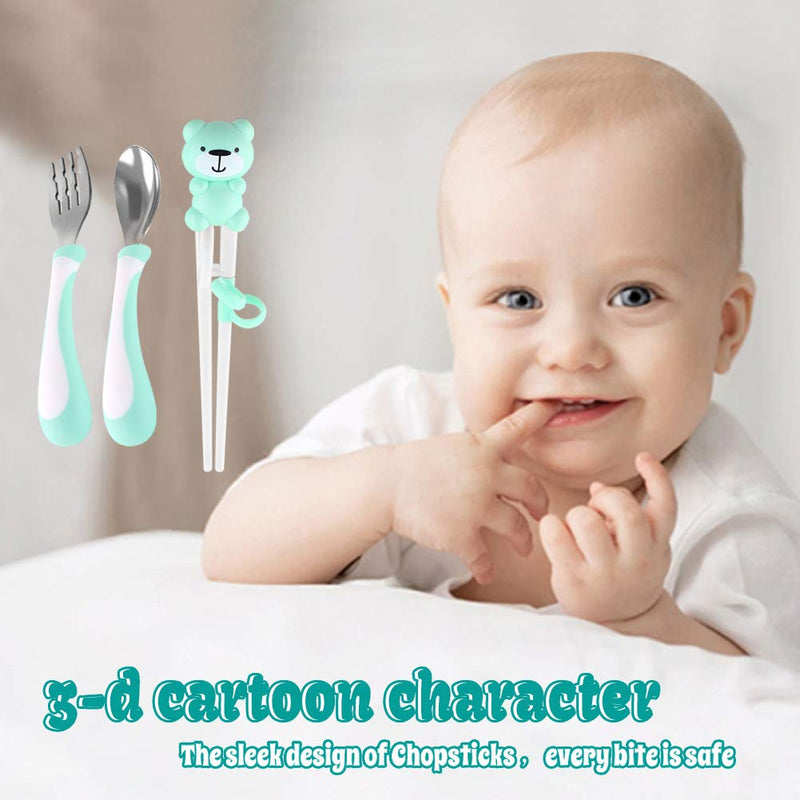 Training Helper Chopsticks Stainless Steel Spoon, Fork and Case Set for Children Kids Chopsticks set - NewNest Australia