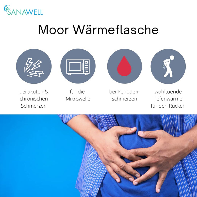 Hot water bottle with natural moor | Moor cushion for microwave | 22.5 x 18 cm | Heating pad for back, shoulders, stomach & neck | Moor back cushion | Quality product from Germany - NewNest Australia