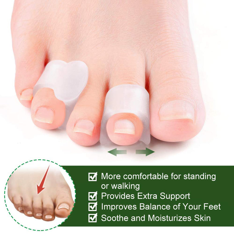 Welnove Gel Toe Separator, Pinky Toe Spacers, Little Toe Cushions, Small Toe Sleeves for Preventing Rubbing & Reducing Pressure (Pack of 12, Transparent) Clear - NewNest Australia