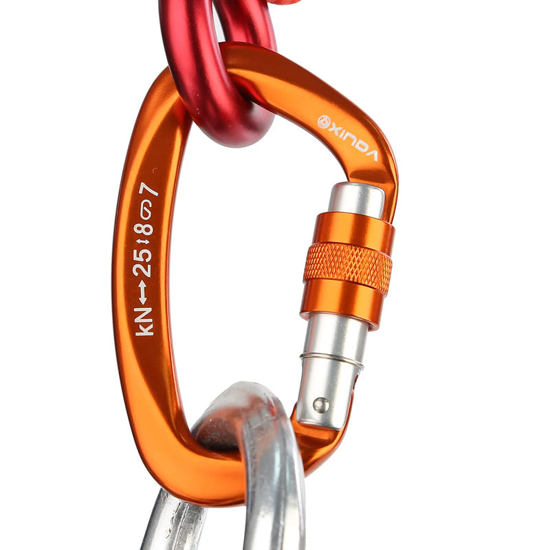 XINDA Screwgate Locking Carabiner Clip - Professional Rock Climbing Carabiner Screw Lock,Heavy Duty Carabiners for Climbing,Mountaineer,Hammock,Camping,Outdoor Equipment 2 pcs Orange - NewNest Australia