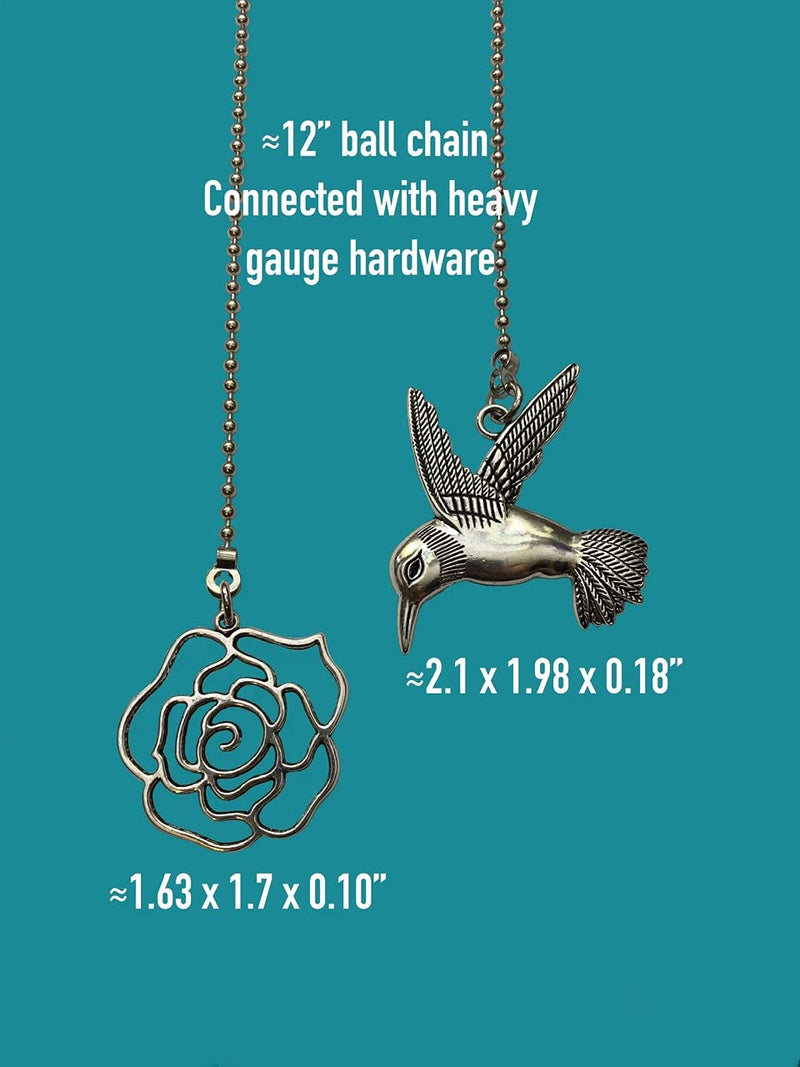 QiChi Large Hummingbird and Rose Fan Light Pull Chain Ornament Set, Silver - NewNest Australia