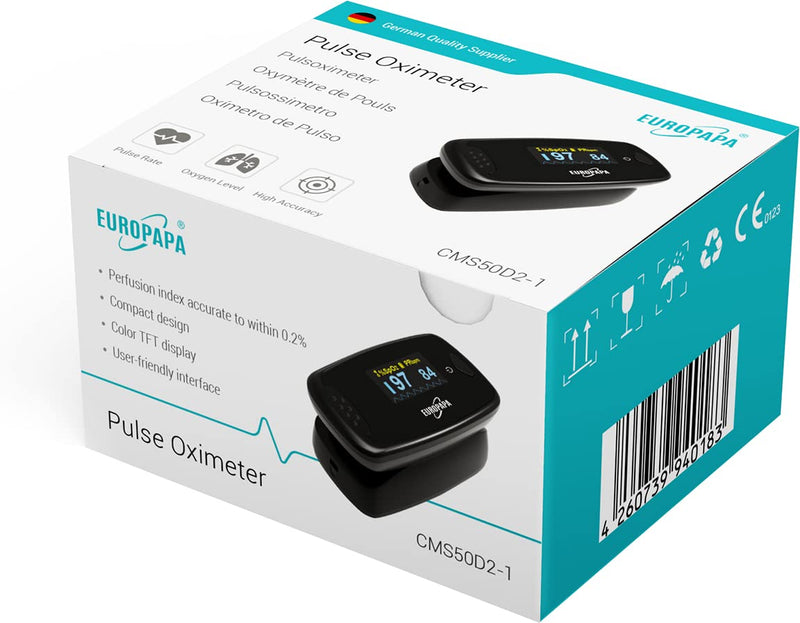 Europapa Pulse Oximeter, Finger Pulse Oximeter, Ideal For Quick Measurement Of Oxygen Saturation (Spo2), Simple Heart Rate Monitor For Adults, Oled Display (Black) - NewNest Australia