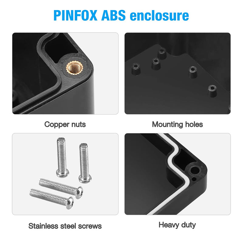 PINFOX 2 Pack Black Waterproof Plastic Project Box ABS IP65 Electronic Junction Box Enclosure 3.94 x 2.68 x 1.97 inch (100 x 68 x 50 mm) 3.94"x2.68"x1.97" (2 PCS) - NewNest Australia