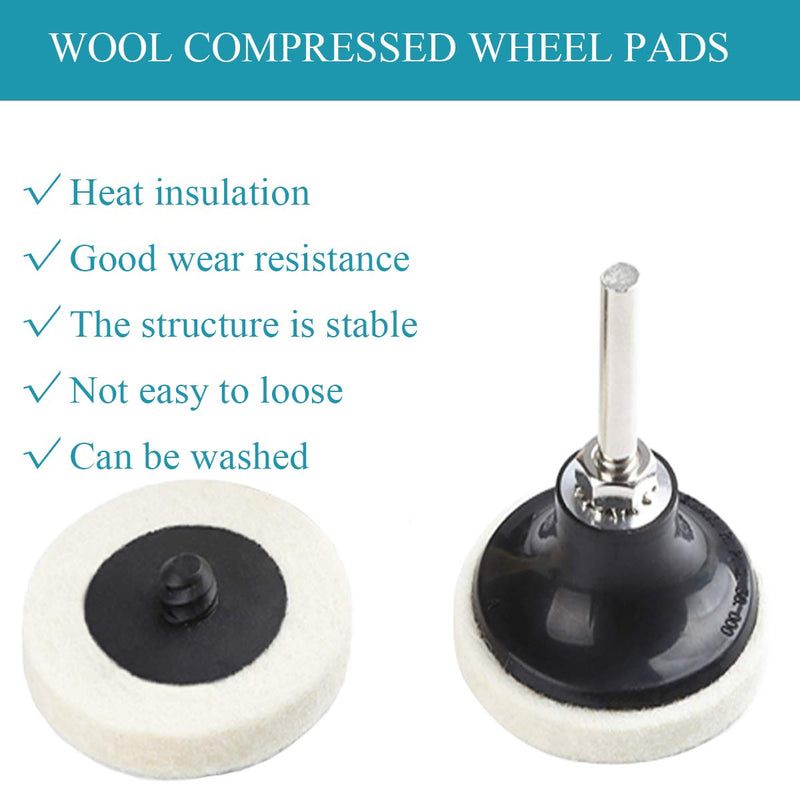 2 Inch Compressed Wool Fabric QC Disc Polishing Buffing Pads Wheels Disc Pad Holder with 1/4" Shank Perfect for Cleaning Polishing Sanding Projects 16 - NewNest Australia