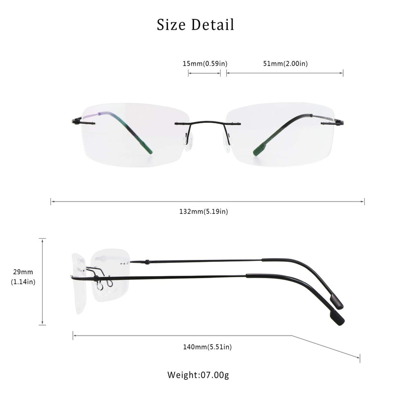 LifeArt Blue Light Blocking Glasses, Computer Reading Glasses, Anti Blue Rays, Reduce Eyestrain, Rimless Frame Tinted Lens with diamond, Stylish for Men and Wowen (Black, No Magnification) 01_858_black 0.0 x - NewNest Australia