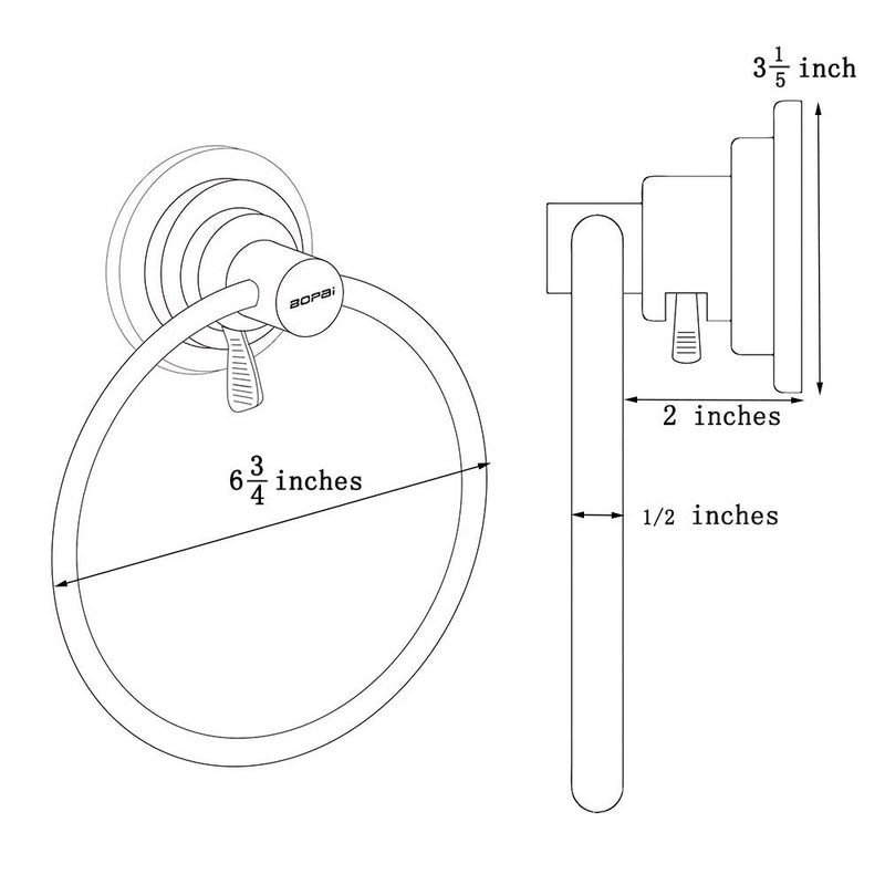 BOPai Drill Free Powerful Vacuum Suction Cup Towel Ring Shower Washcloth Hand Towel Round Holder - NewNest Australia