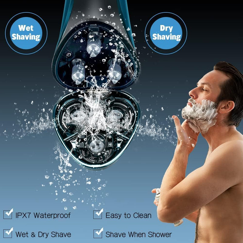 Men'S Electric Razor With 3 Replacement Heads, Wet And Dry Shaver, Electric Shaver With Pop-Up Trimmer, 99 Minutes Running Time, Beard Trimmer, Led Display, Travel Case - NewNest Australia