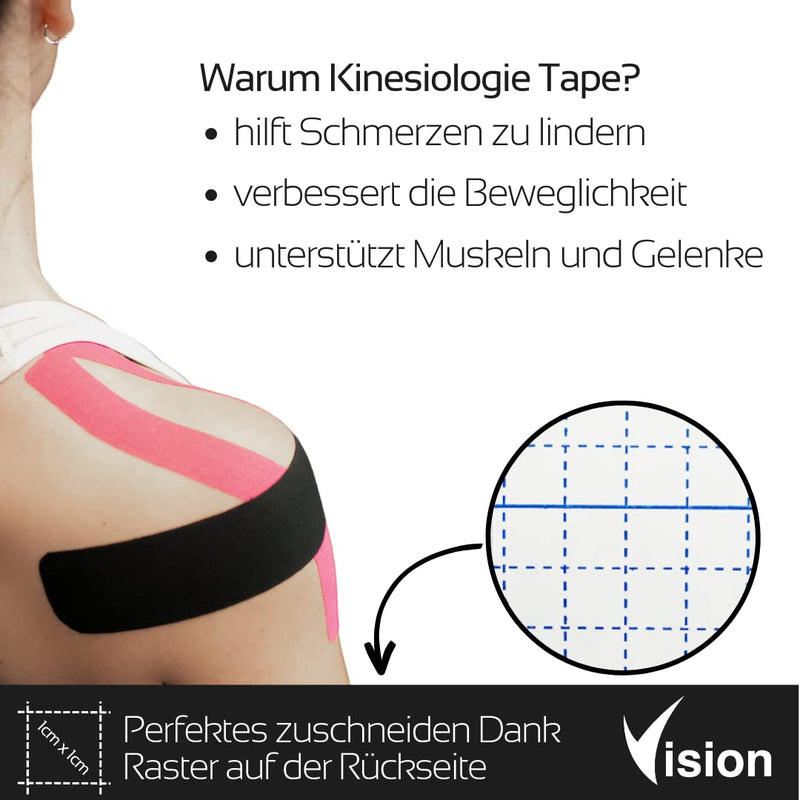 Vision Kinesiology Tape I 5 Cm X 5 M I Medical Device Kinesiology Tape I Super Skin Friendly I Extra Strong Hold I Elastic I Breathable I Waterproof (Skin Col - NewNest Australia