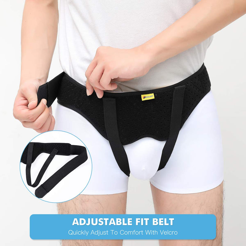 Tenbon Hernia Belt Truss for Single/Double Inguinal or Sports Hernia, Hernia Support Brace for Men for Women Pain Relief Recovery Strap with 2 Removable Compression Pads Comfortable Material Medium (Pack of 1) - NewNest Australia