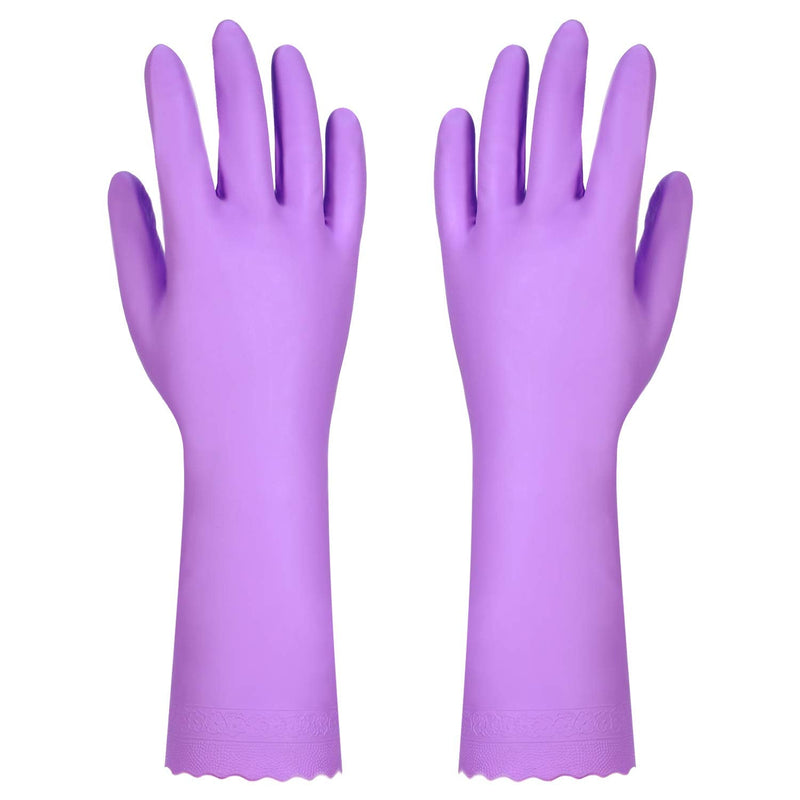 Reusable Kitchen Cleaning Gloves With Latex Free,Cotton Lining, Non- Slip Swirl Grip Gloves for Dishwashing 2 Pairs (Purple+Blue, Large) - NewNest Australia