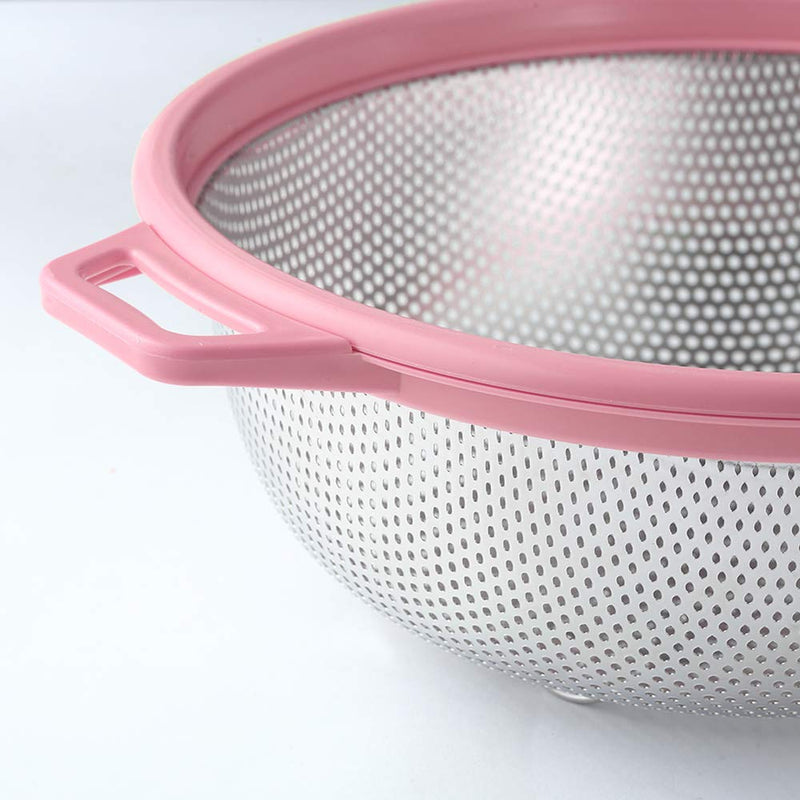 Stainless Steel Colander With Handle and Legs, Large Metal Pink Strainer for Pasta, Spaghetti, Berry, Veggies, Fruits, Noodles, Salads, 5-quart 10.5” Kitchen Food Mesh Colander, Dishwasher Safe - NewNest Australia