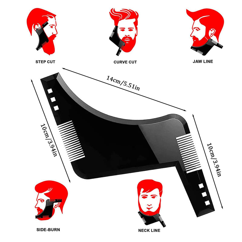 Pack of 2 beard stencils, beard contour stencil, professional beard stencil, beard shapes for chin beard, sideburns neck, beard comb styling tool, beard care for full beard and 3 day beard - NewNest Australia