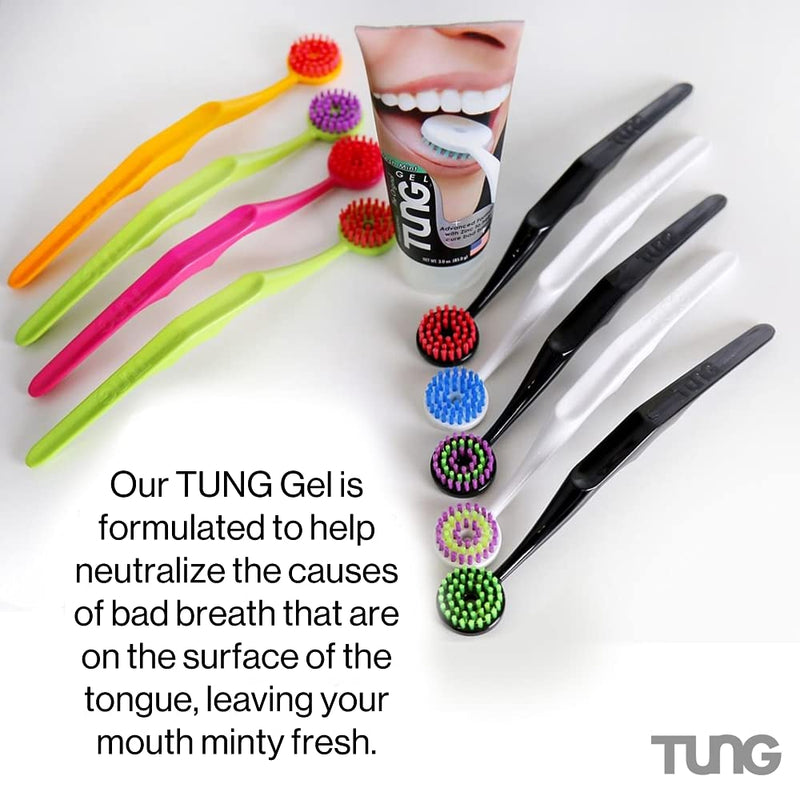 Peak Essentials | The Original TUNG Brush Kits | Premium | Tongue Cleaner | Scraper | Scrubber | Odor Eliminator | Fight Bad Breath | Fresh Mint | BPA Free | Made in America | (2 Count w/Cap) With Cap 2 Count (Pack of 1) - NewNest Australia