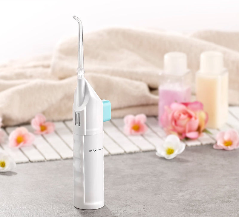 newgen medicals dental irrigator: oral irrigator with hand pump, 2.1 bar water pressure (manual oral irrigator, mouth rinse, electric toothbrush) - NewNest Australia