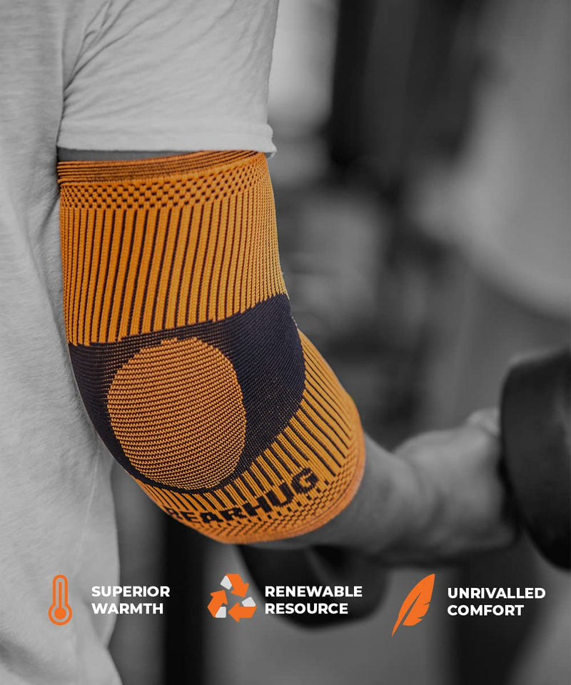 Bearhug Elbow Support for Men and Women - Elbow Sleeve for Tennis Elbow, Muscle Injury and Pain Relief - Bamboo Elbow Brace for Sports, Golf, Weightlifting L Single - NewNest Australia