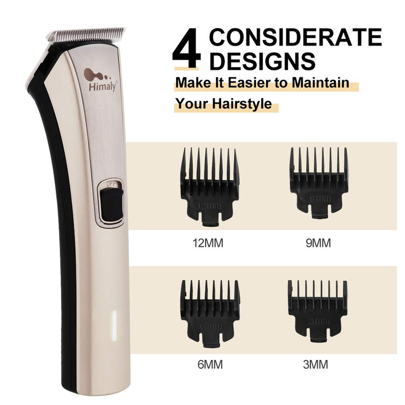 Himaly Rechargeable Hair Clippers, Professional Electric Cordless Hair Clippers Beard Trimmer Cordless & Corded Grooming Kit with 4 Guide Combs for Men and Women Champagne Gold - NewNest Australia