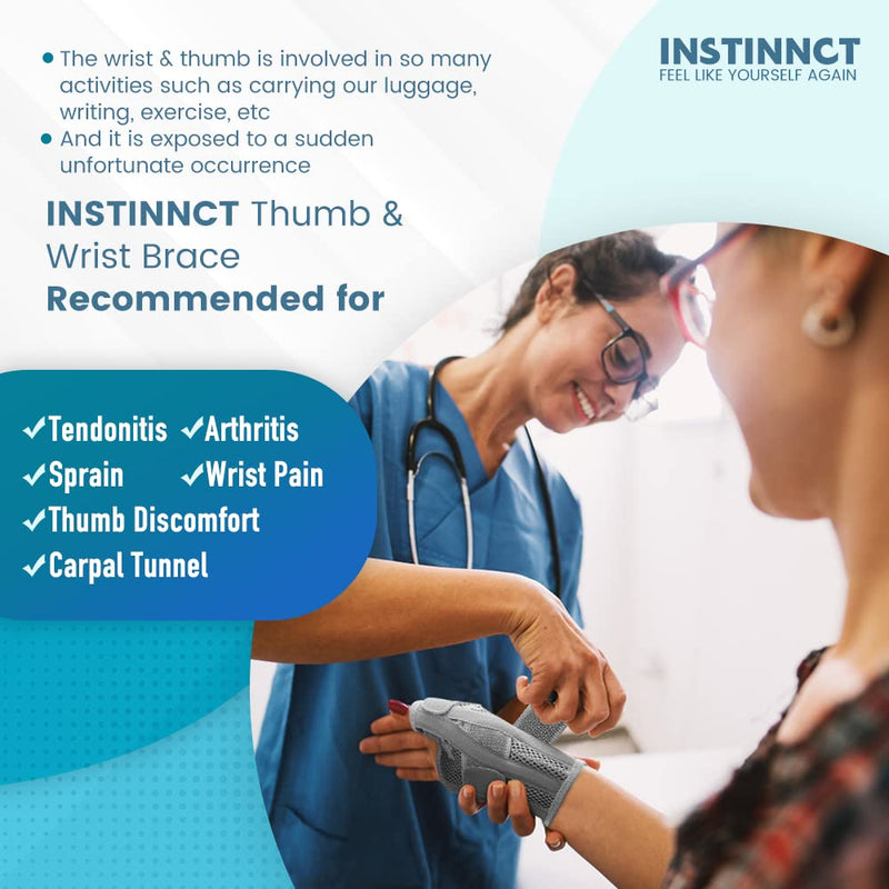INSTINNCT Wrist Thumb Support Brace for Men & Women, Fully Adjustable Thumb Brace with Thumb Flexible Support for Thumb & Hand Discomfort, Fatigue, Fits Both Right Hand and Left Hand Grey(Single) One Size - NewNest Australia