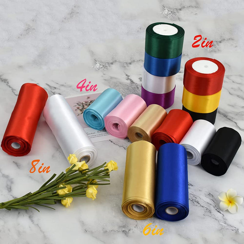 TONIFUL 2 Inch x 25 Yards Wide Black Satin Ribbon Solid Fabric Ribbons Roll for Valentine's Day Crafts Chair Sash Gift Wrapping Invitation Cards Floral Hair Bows Sewing Party Wedding Car Decoration 2 inch wide - NewNest Australia
