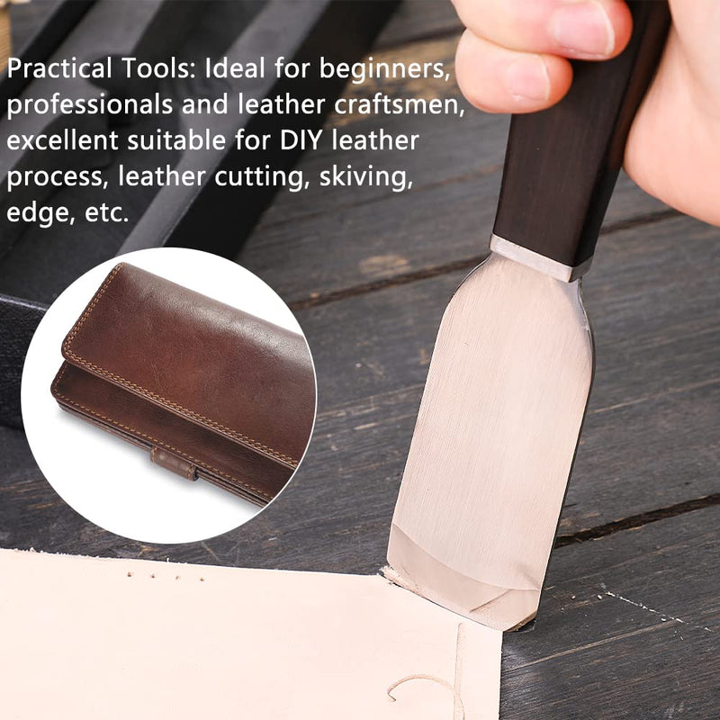 Professional Leather Craft Cutting Knife, Round Skiver Knife, DIY Craft Knife Sharping Skiving Tool High-Carbon Steel Blade Sandalwood Handle - NewNest Australia
