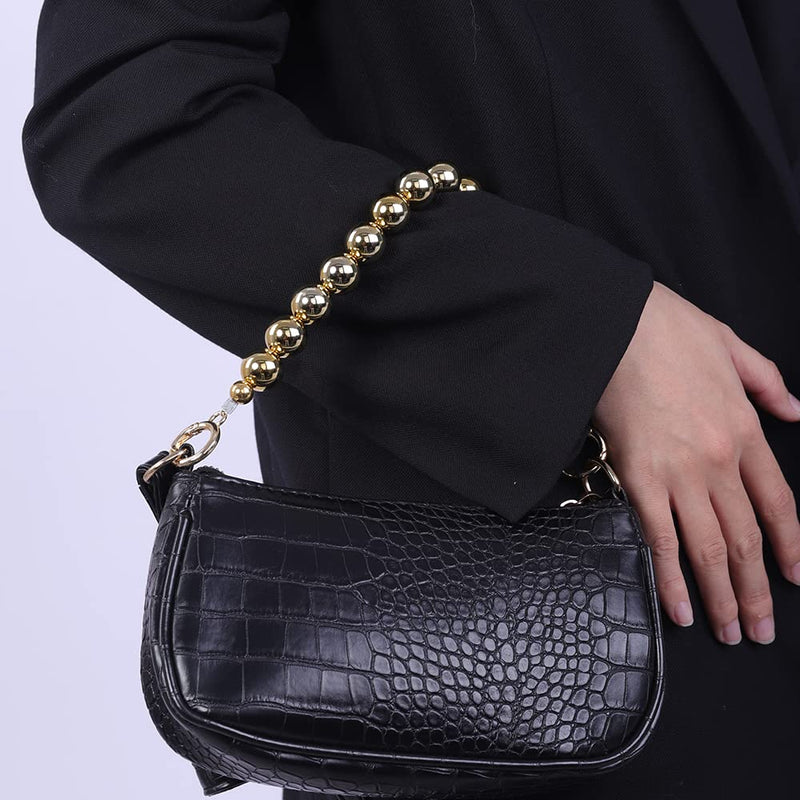 Wiwpar Handbag Imitation Pearl Chain Short Handle Elegant Bead Pearl Replacement Chain Strap Gold for Purse (Style 1) Style 1 - NewNest Australia
