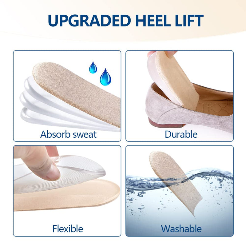 Kimihome Adjustable Orthopedic Heel Lift Inserts, Upgrade and Widen Heel Cushions, 1/4" to 1" Gel Shoe Heels Inserts for Leg Length Discrepancies.(4 Layers,1Pair), Beige - NewNest Australia