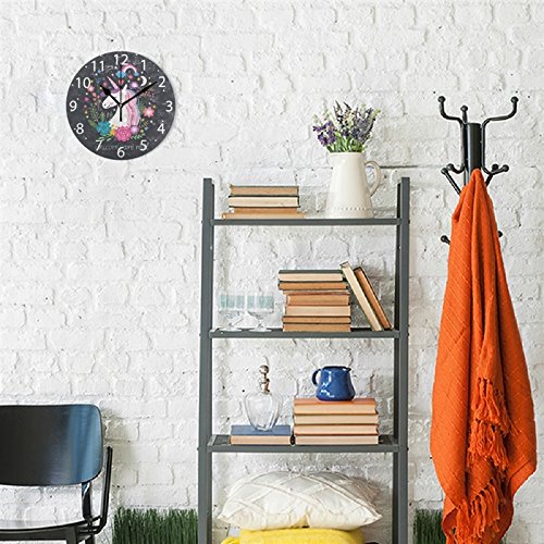 NewNest Australia - ALAZA Cute Unicorn with Rainbow Stars Round Acrylic Wall Clock, Silent Non Ticking Oil Painting Home Office School Decorative Clock Art 