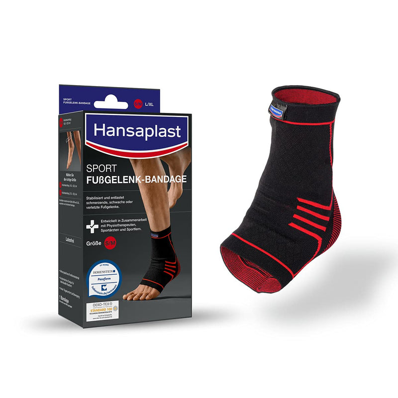 Hansaplast Sport ankle bandage, ankle bandage protects and supports the joint, ankle bandage suitable for the right and left ankle, size S/M (pack of 1) S/M (pack of 1) - NewNest Australia