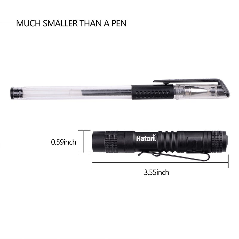 Hatori Super Small Mini LED Flashlight Battery-Powered Handheld Pen Light Tactical Pocket Torch with High Lumens for Camping, Outdoor, Emergency, Everyday Flashlights, 3.55 Inch - NewNest Australia