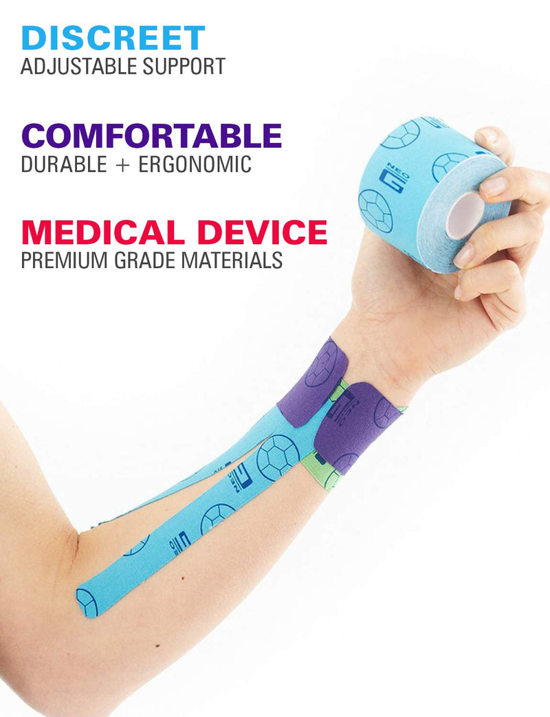 Neo G Kinesiology Tape – Breathable Elastic Therapeutic Sports Tape for Pain Relief, Knee, Shoulder, Ankle, Epicondylitis, Injury Recovery - Water Resistant – Class 1 Medical Grade – Unisex – Blue - NewNest Australia