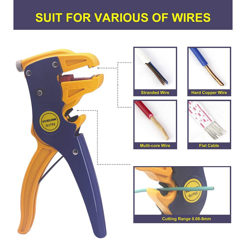 VCELINK Automatic Wire Stripper and Cutter, Professional 2 in 1 Adjustable Automatic Cable Wire Stripper and Cutter&Eagle Nose Pliers - NewNest Australia