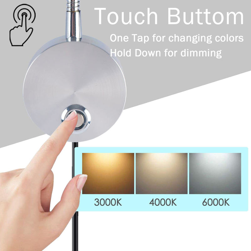 Adust Reading Lights for Books in Bed, Bedside Reading Lamp, 3W LED Dimmable Wall Mount Lamp, Adjustable Colour 1 pack - NewNest Australia