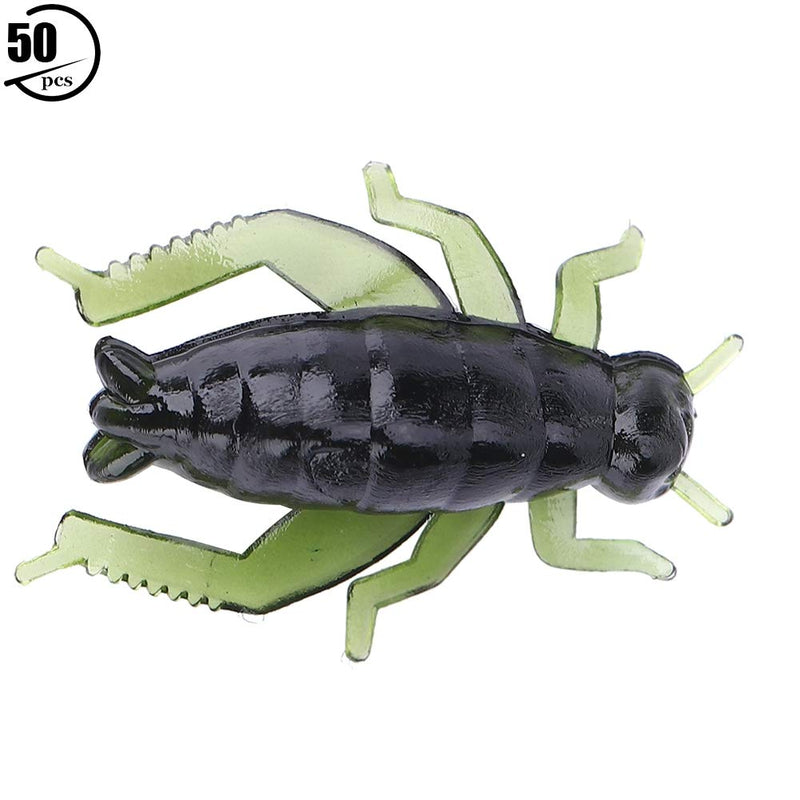 50PCS Soft Fishing Lure Kit Fishing Baits Fake Artificial Lure Green Soft Plastic Cricket Insects - NewNest Australia