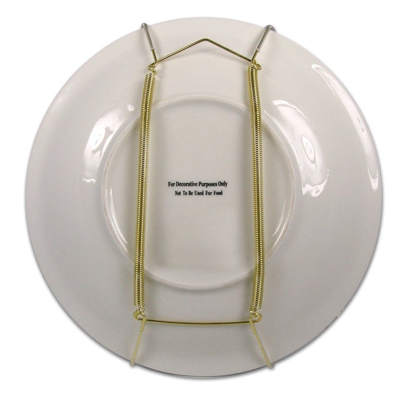 NewNest Australia - Creative Hobbies Deluxe Plate Display Hangers, Spring Style, Expandable to Hold 10 to 14 Inch Plates- Gold Wire Spring Type, Hanger Hooks & Nails Included -Pack of 6 Hangers 