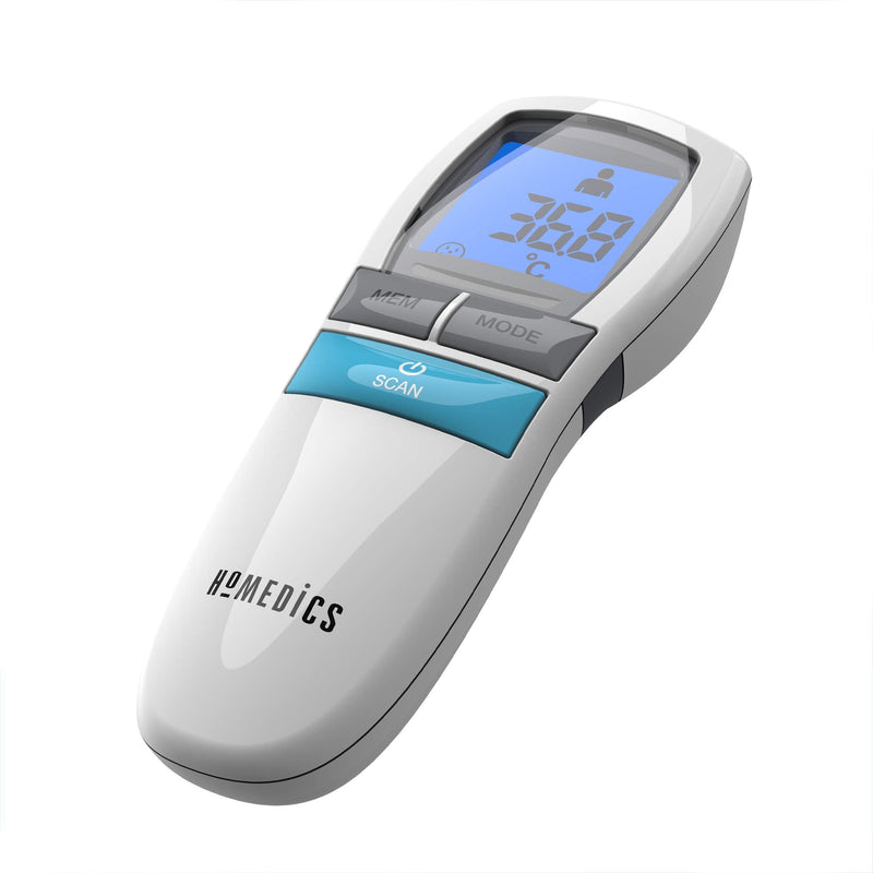 HoMedics No Touch Infrared Thermometer - Non-Contact, Portable, Forehead Temperature Reader, 1-Second Instant Measurement, Easy to Read LCD Display, Fever Alarm, Night Mode, Auto-Off - 2yr Guarantee TE-200 Single - NewNest Australia