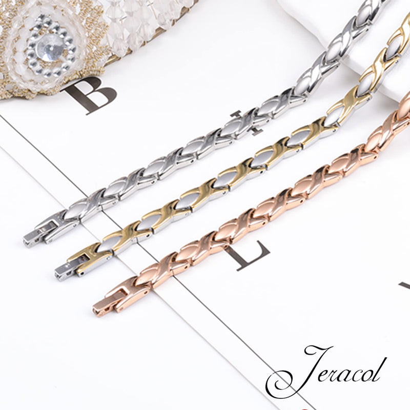 Jeracol Titanium Magnetic Bracelets for Women Bracelets Titanium Magnetic Brazaletes with 3500 Gauss Magnets Adjustable Wristband with Removal Tool & Jewellry Gift Box Silver - NewNest Australia