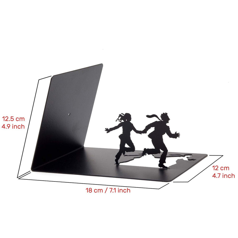 NewNest Australia - Artori Design Decorative Bookends for Shelves - Black Metal Book End - Book Stopper - Shelf Divider - Funny Book Holder - Bookshelf Decor - Unique Book Ends - Shelf Organizer - Runaway Bookend 