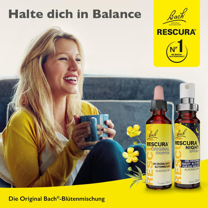 Original Bach RESCURA drops alcohol-free: (formerly Rescue) Bach flower mixture, 20ml alcohol-free 20 ml (pack of 1) - NewNest Australia