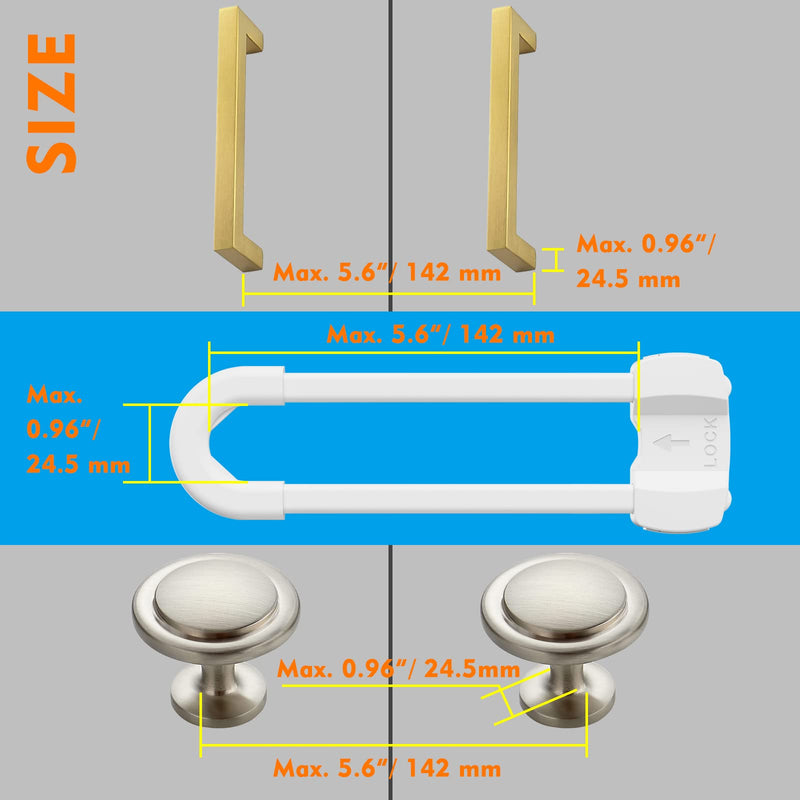 LRANFOW 10 Pack Cabinet Locks, Adjustable U-Shaped Childproof Latch with Extra Secure Buttons for Drawers Fridge Closet 10 pack / white - NewNest Australia