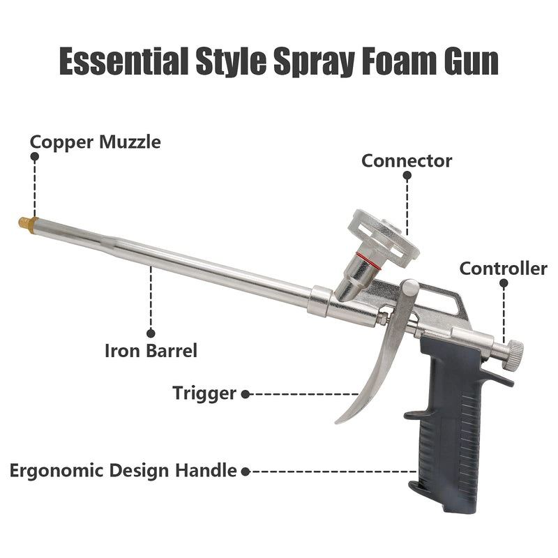 Qjaiune PU Spray Foam Gun Sealant Application Gun, Spray Insulation Expanding Foam Gun Applicator, Heavy Duty Dispensing Caulking Gun for Filling Sealing Windows Gap Essential Style - 1 Pack - NewNest Australia