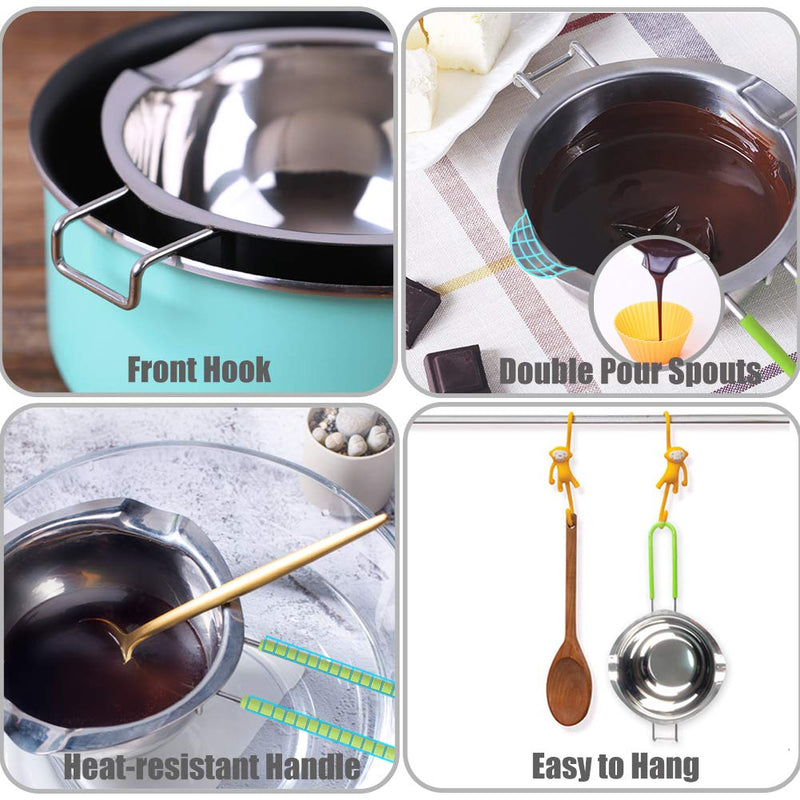 Stainless Steel Double Boiler with Silicone Spatula, Chocloate Metls Pot with Heat Resistant Handle for Melting Chocolate, Candy, Candle, Soap and Wax 600ML Green - NewNest Australia