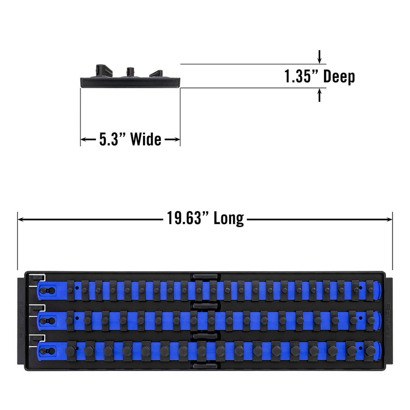 Ernst Manufacturing Socket Boss 3-Rail Multi-Drive Socket Organizer, 19-Inch, Blue - 8451A - NewNest Australia