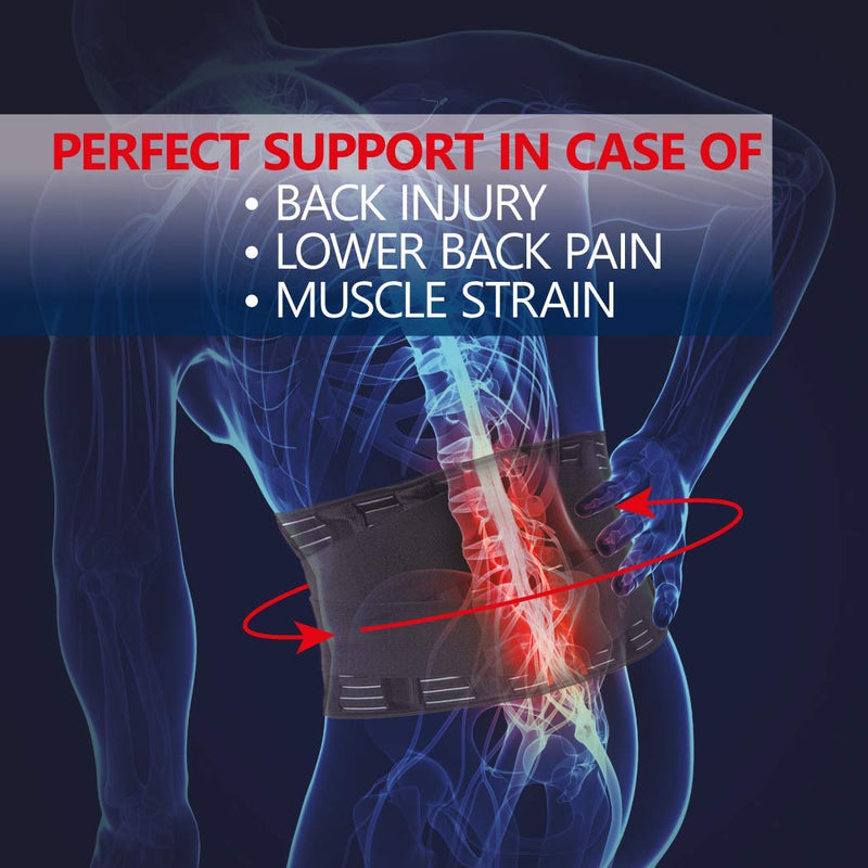 Back Support Belt Back Strap With Stabilizing Rods For Pain Reduction And Posture Correction Adjustable Back Support For Men And Women With 4 Rib Stiffeners Height 24 Cm Large Black - NewNest Australia