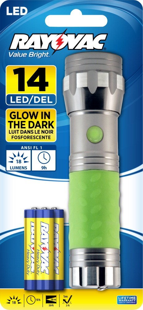 Rayovac Mini LED Flashlight with Glow in the Dark Rubber Grip, Metal Tactical Flash Light with Batteries Included - Perfect for Parties, Gifts, Power Outages, Emergency Situations 1 Pack - NewNest Australia
