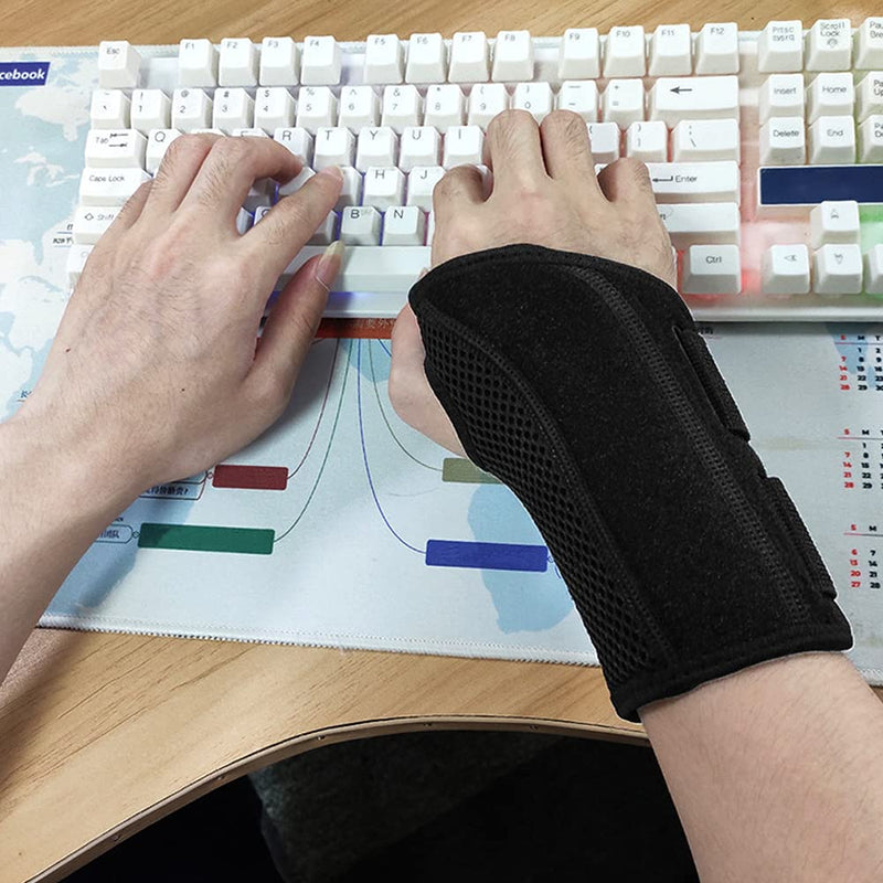 NuCamper Wrist Brace Carpal Tunnel Right Left Hand for Men Women, Night Wrist Sleep Supports Splints Arm Stabilizer with Compression Sleeve Adjustable Straps,for Tendonitis Arthritis Pain Relief (Left Hand-Beige, Small/Medium (Pack of 1)) Left Hand-Beige - NewNest Australia